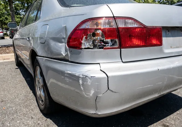Uploaded photo of collision damage, rear bumper