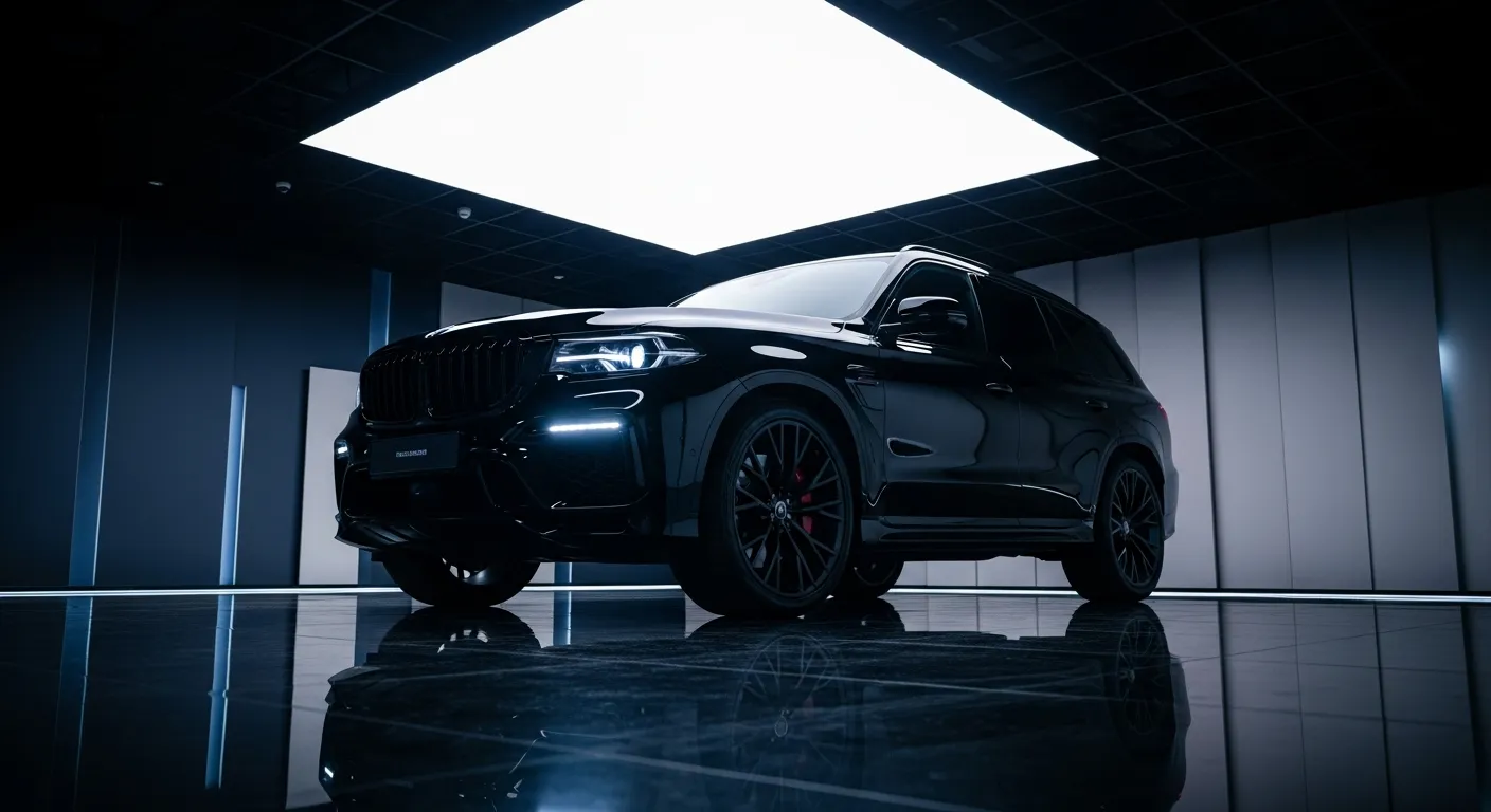 Luxury SUV under showroom lighting on the Bentayga Motors floor